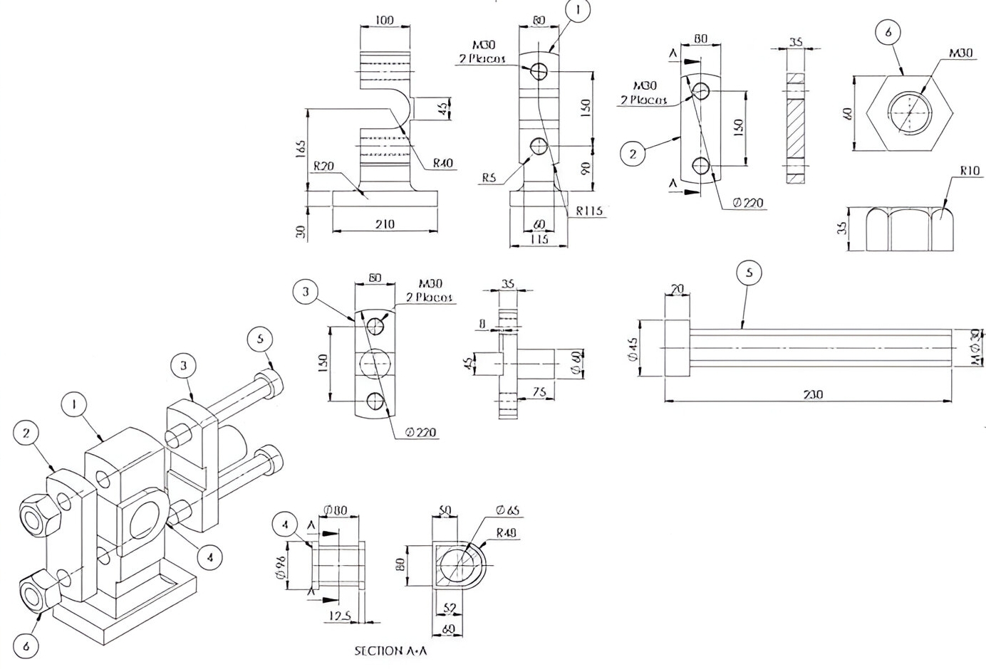 Solved Create each part using SolidWorks and assemble them. | Chegg.com