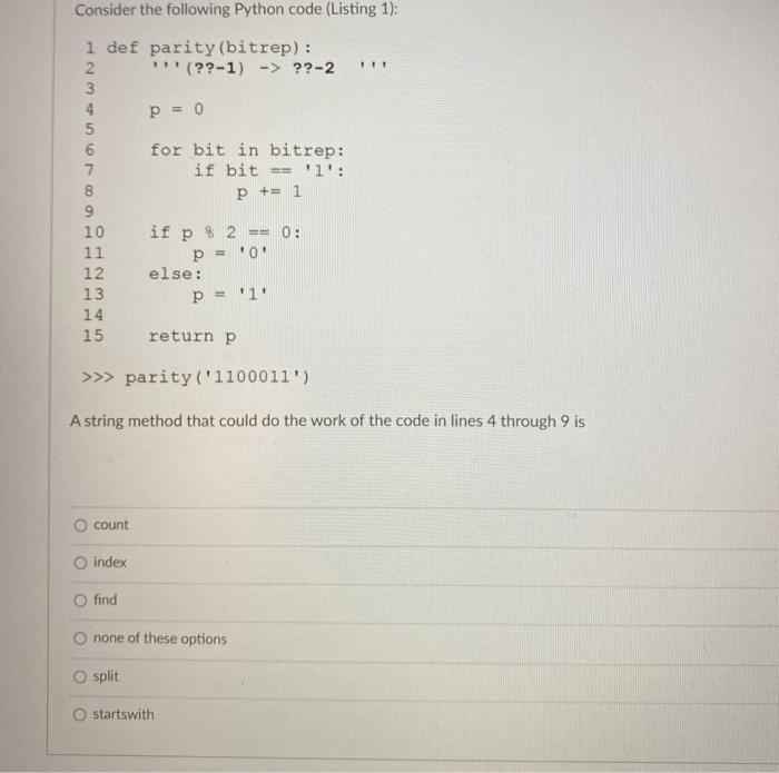 Solved Consider the following Python code (Listing 1); p = 0 | Chegg.com