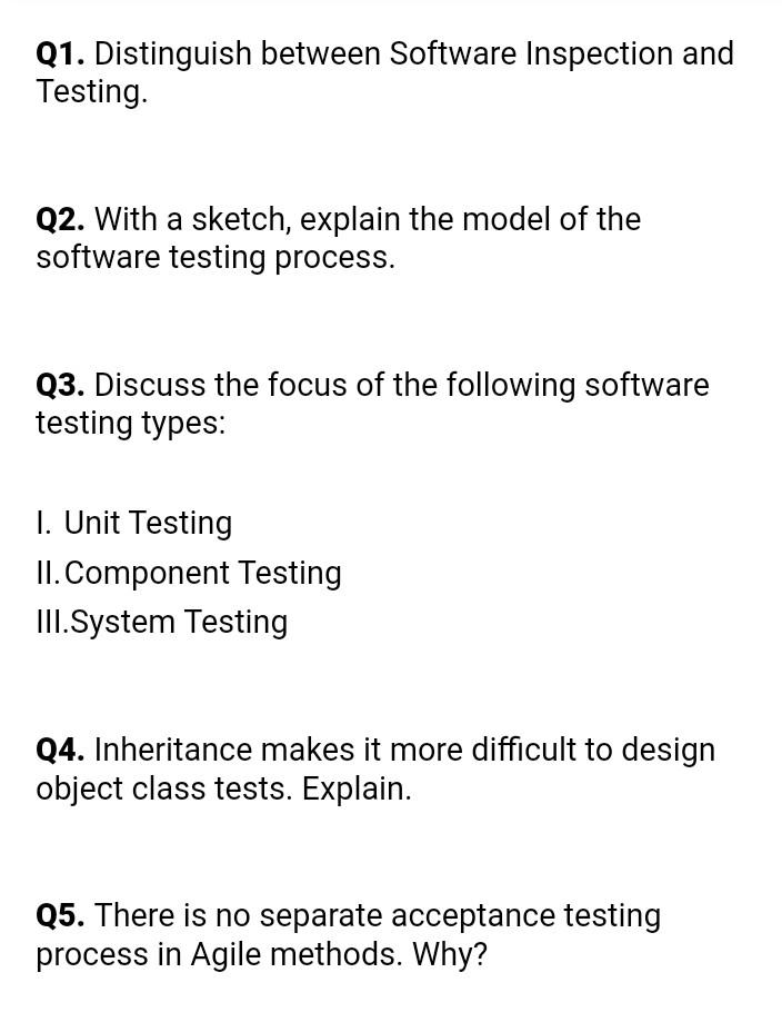 Solved Q1. Distinguish between Software Inspection and