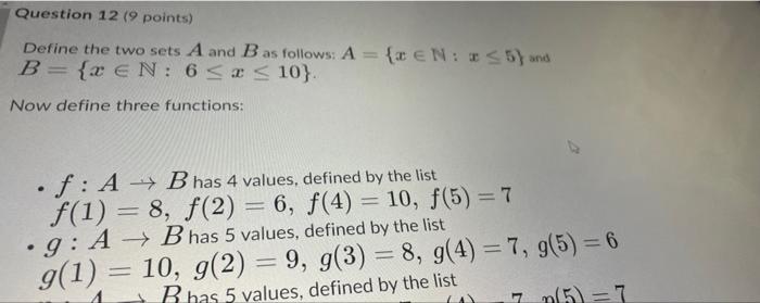 Solved Define The Two Sets A And B As Follows: A={x∈N:x≤5} | Chegg.com