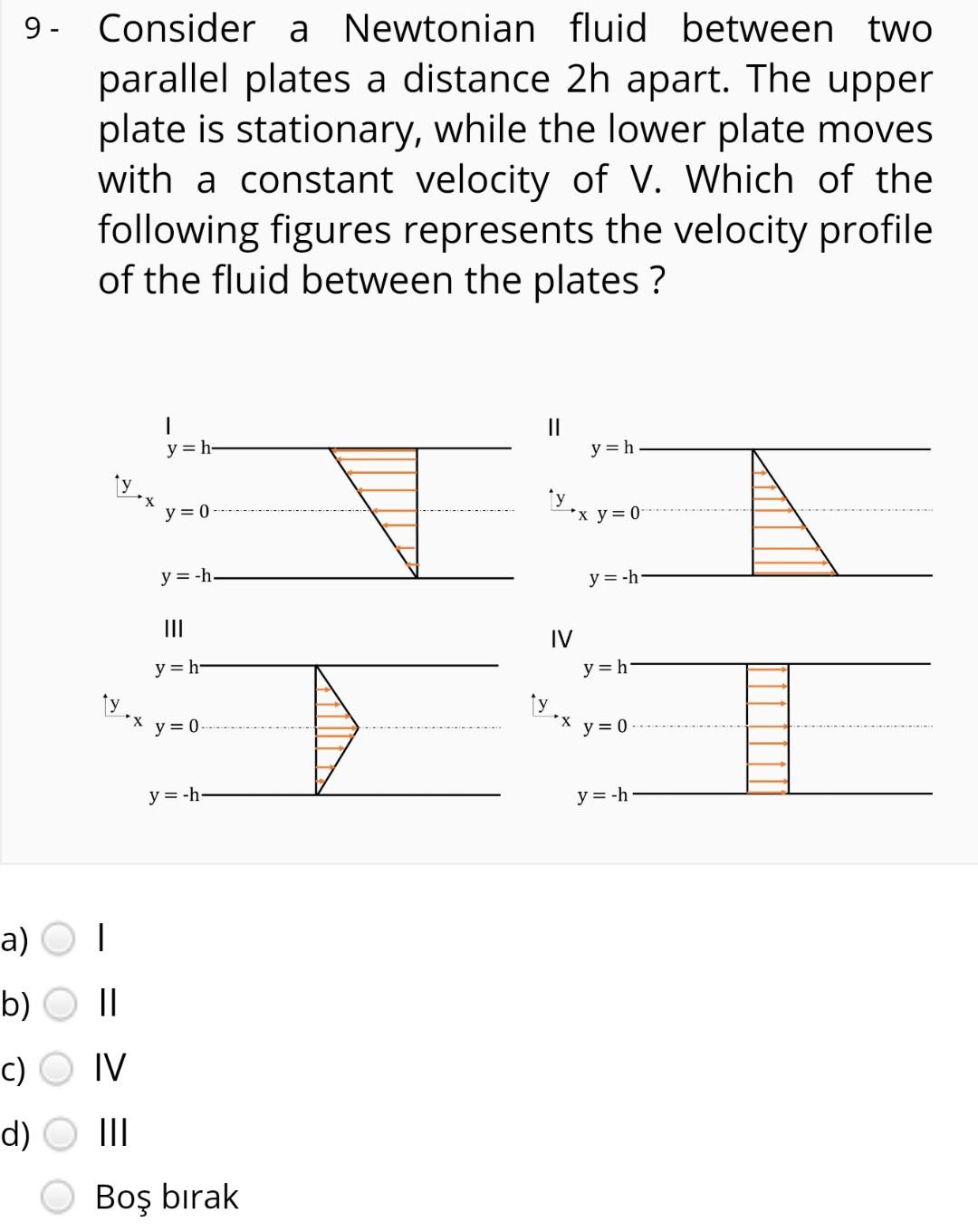 Solved 9- Consider a Newtonian fluid between two parallel | Chegg.com