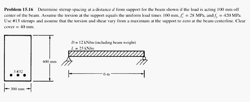 Solved Problem 15.16 Determine stirrup spacing at a distance | Chegg.com