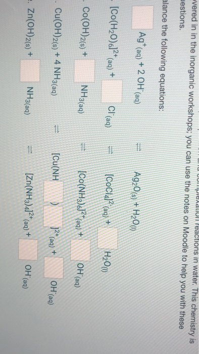 Inorganic Reactions In Water