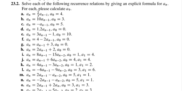 Solved 23.2. Solve each of the following recurrence | Chegg.com