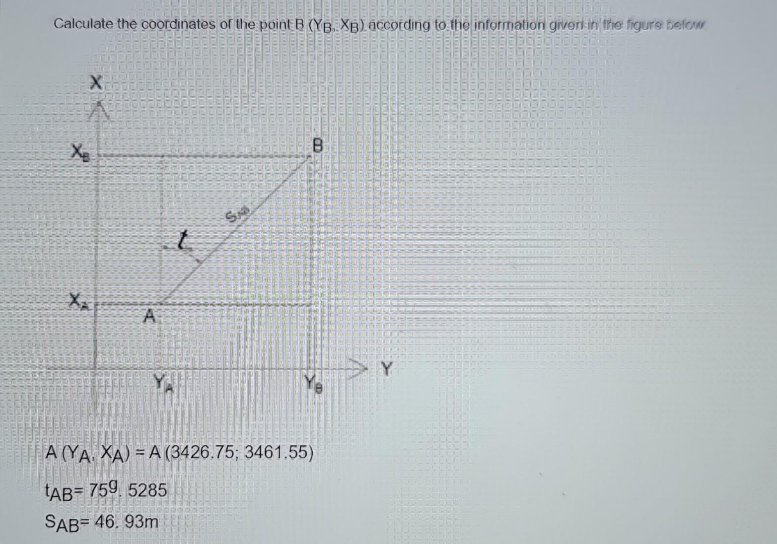 Solved Calculate The Coordinates Of The Point B(YB,XB) | Chegg.com