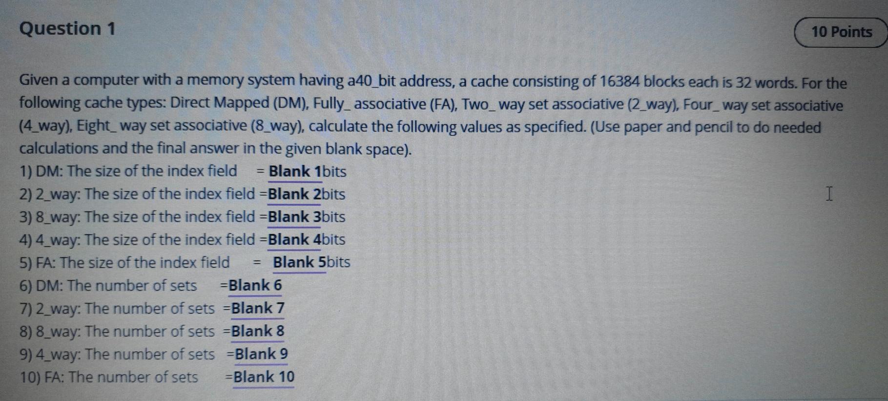 Solved Question 1 10 Points Given a computer with a memory | Chegg.com