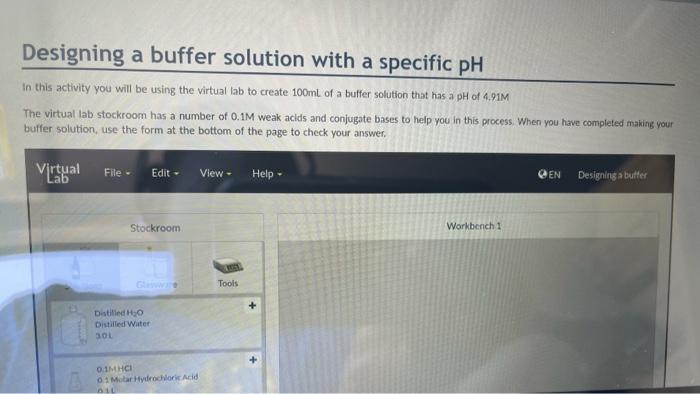 Designing a buffer solution with a specific pH od | Chegg.com