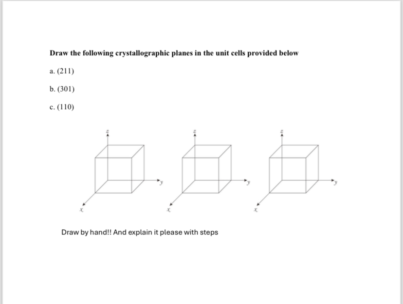 Solved Draw the following crystallographic planes in the | Chegg.com