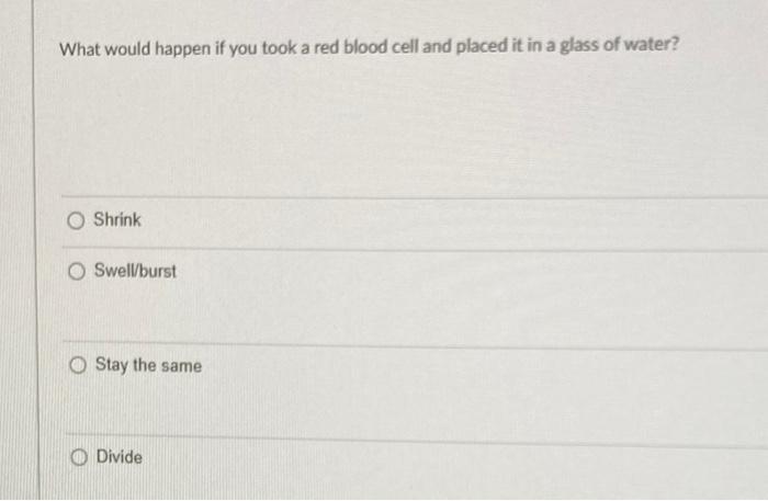 Solved You have placed a red blood cell in a salty solution | Chegg.com