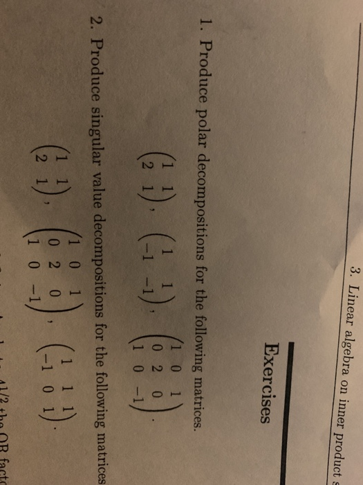 3. Linear algebra on inner products Exercises 1. | Chegg.com