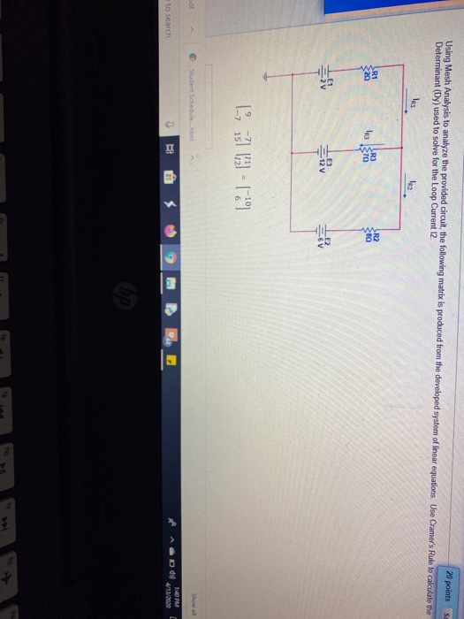 Solved 20 points se Using Mesh Analysis to analyze the | Chegg.com