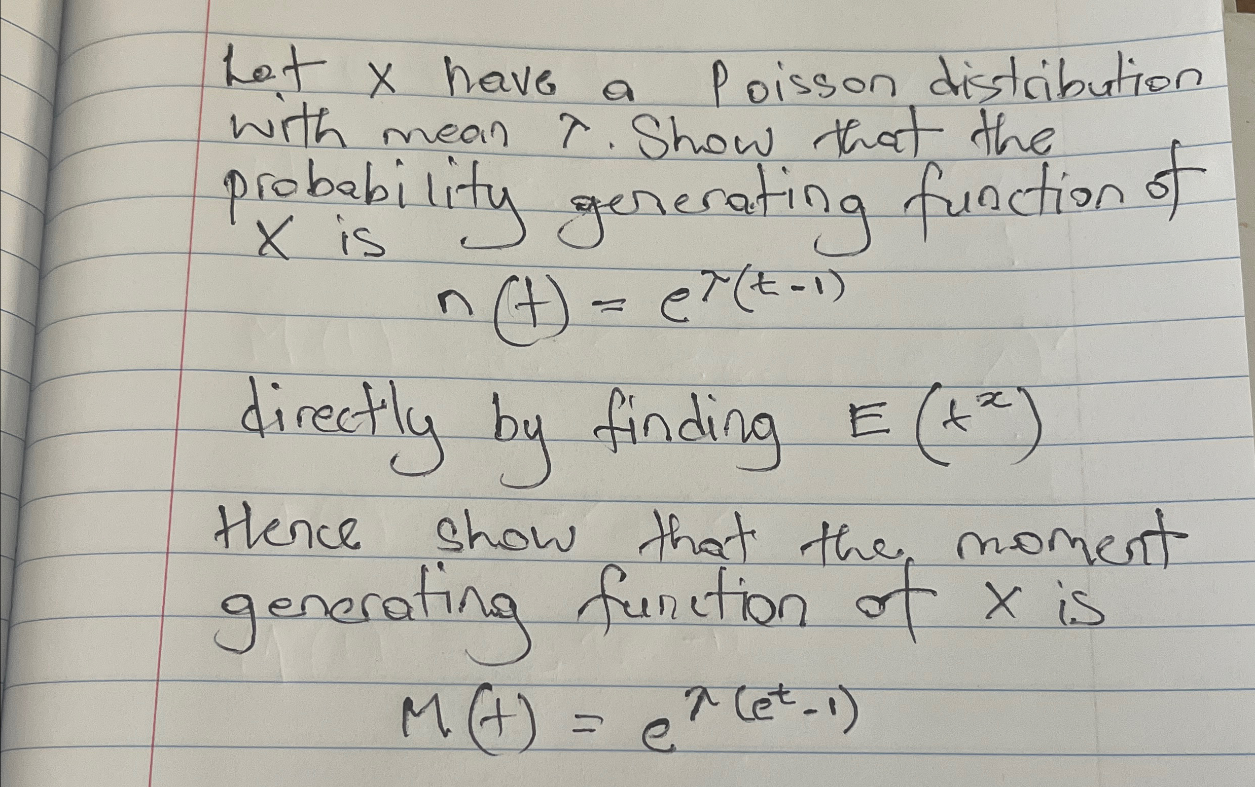 Solved Let x ﻿have a Poisson distribution with mean λ. ﻿Show | Chegg.com