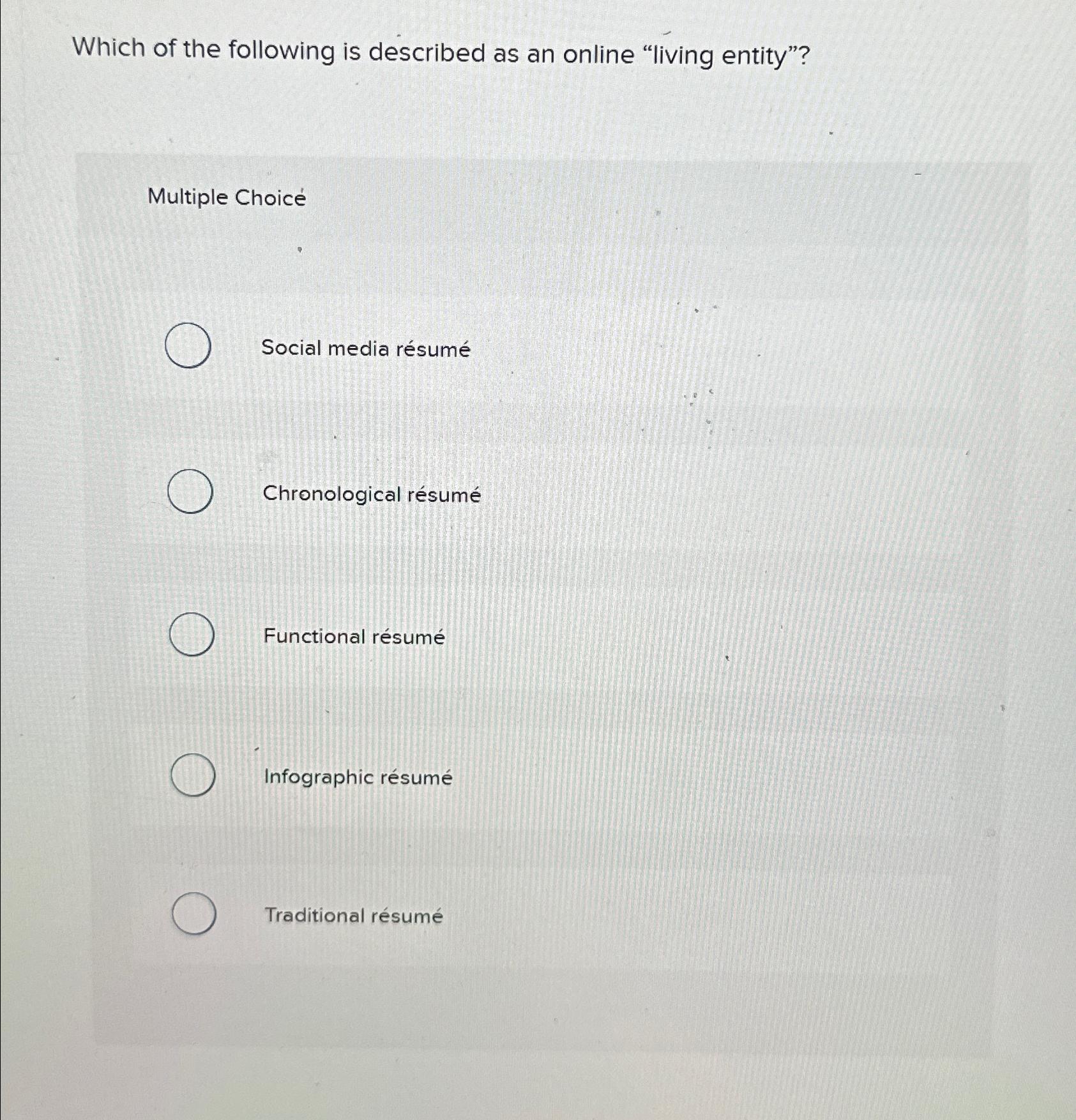 Solved Which of the following is described as an online | Chegg.com
