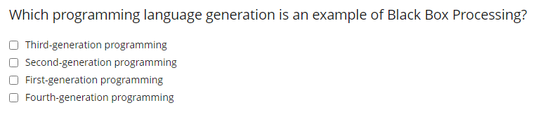 Solved Which programming language generation is an example | Chegg.com