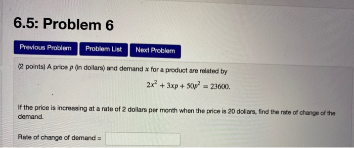 Solved 6.5: Problem 6 Previous Problem Problem List Next | Chegg.com