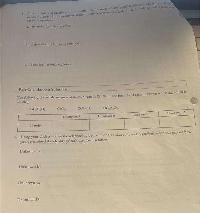 Solved Part B: Mixing Known Solutions Part C: Unknown | Chegg.com