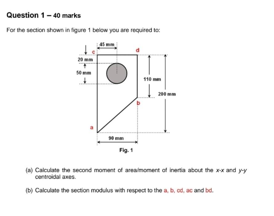 Solved Question 1- 40 marks For the section shown in figure | Chegg.com