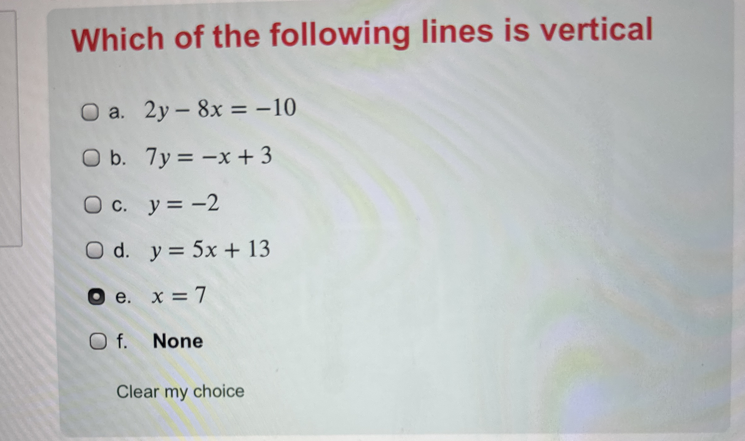 Solved Which of the following lines is | Chegg.com