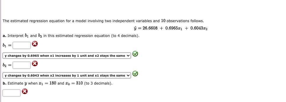 Solved The estimated regression equation for a model | Chegg.com