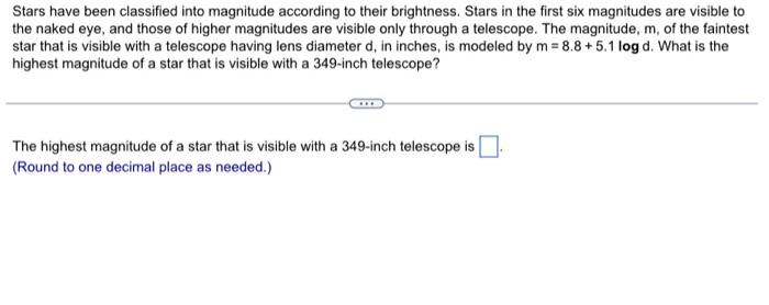 Solved Stars have been classified into magnitude according | Chegg.com