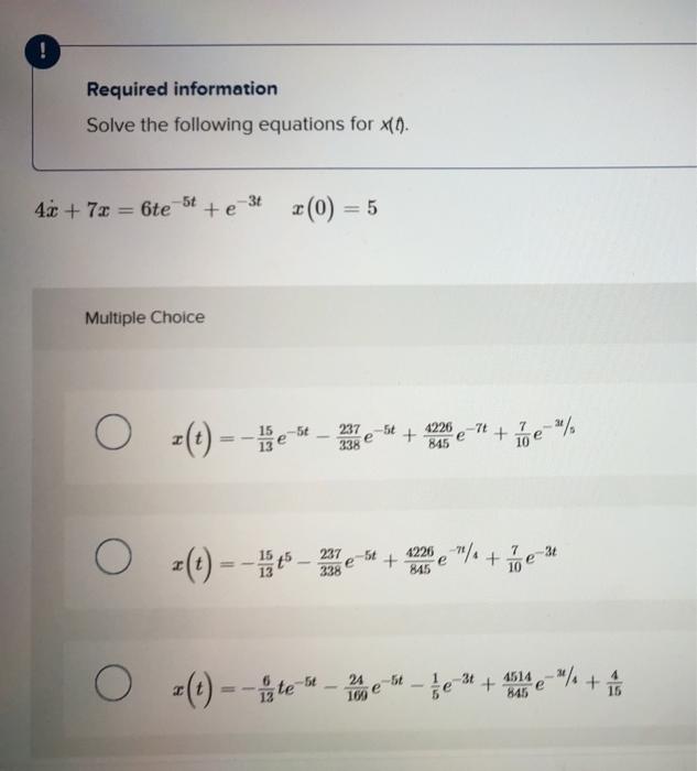 Solved ! Required Information Solve The Following Equations | Chegg.com