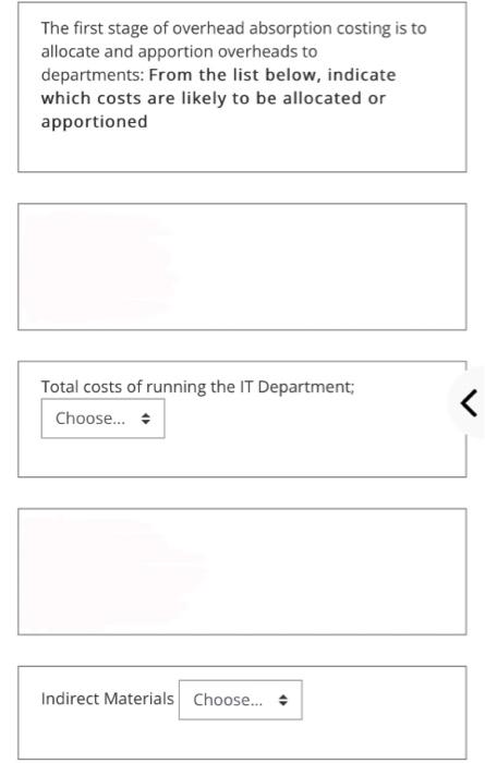 Solved The First Stage Of Overhead Absorption Costing Is To | Chegg.com