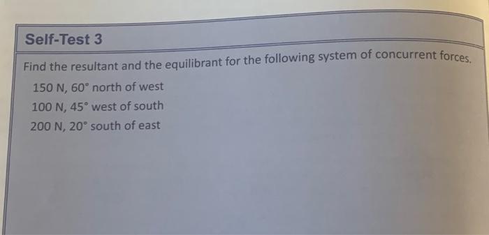 Solved Find The Resultant And The Equilibrant For The | Chegg.com