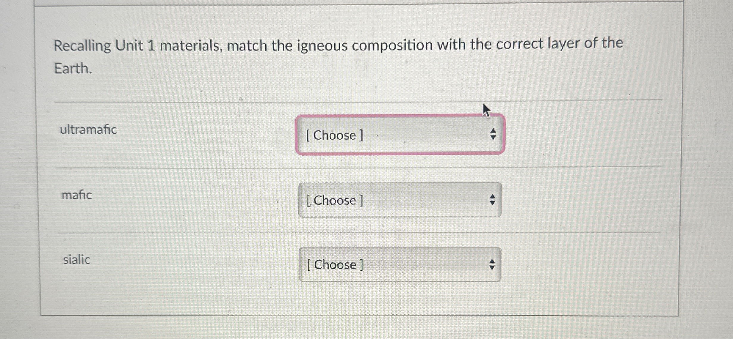 [Solved] Recalling Unit 1 materials, match the igneous comp