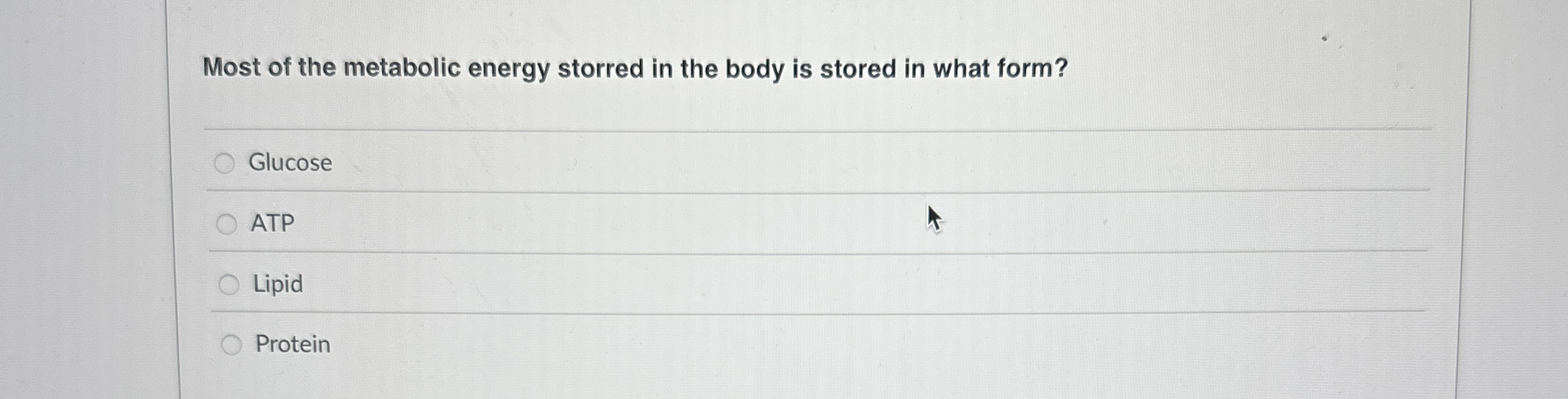 Solved Most of the metabolic energy storred in the body is | Chegg.com