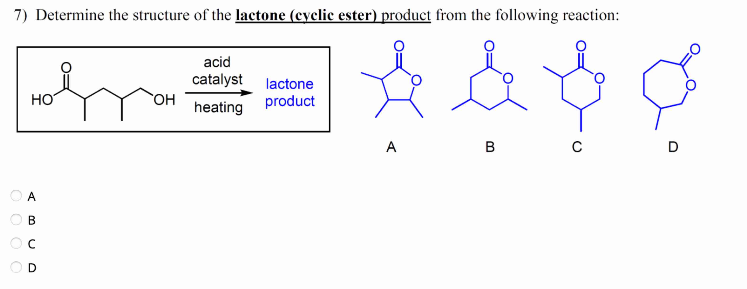 Solved Determine the structure of the lactone (cyclic ester) | Chegg.com