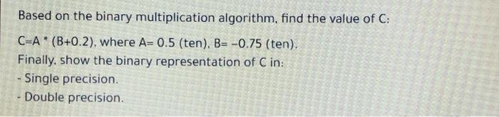 Solved Based on the binary multiplication algorithm, find | Chegg.com