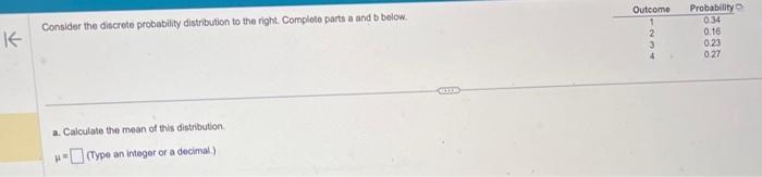 Solved Consider the discrete probability distribution to the | Chegg.com