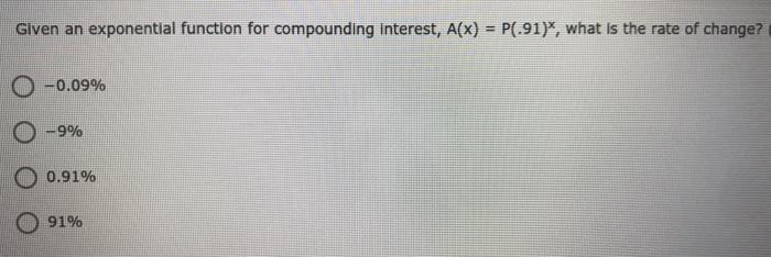 Solved Given an exponential function for compounding | Chegg.com