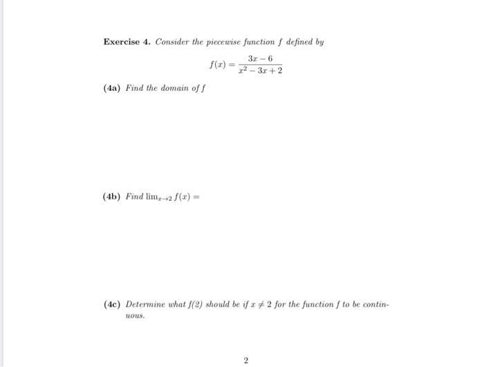 Solved Exercise 4. Consider the piecewise functionſ defined | Chegg.com