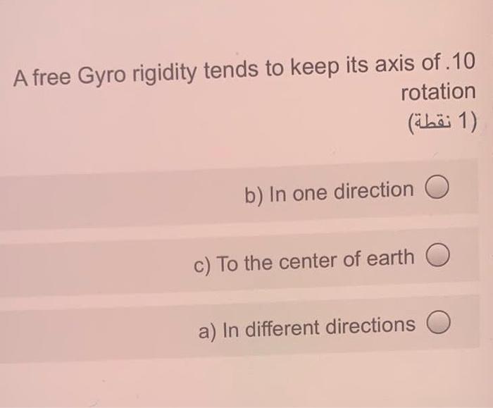 Solved A free Gyro rigidity tends to keep its axis of 10