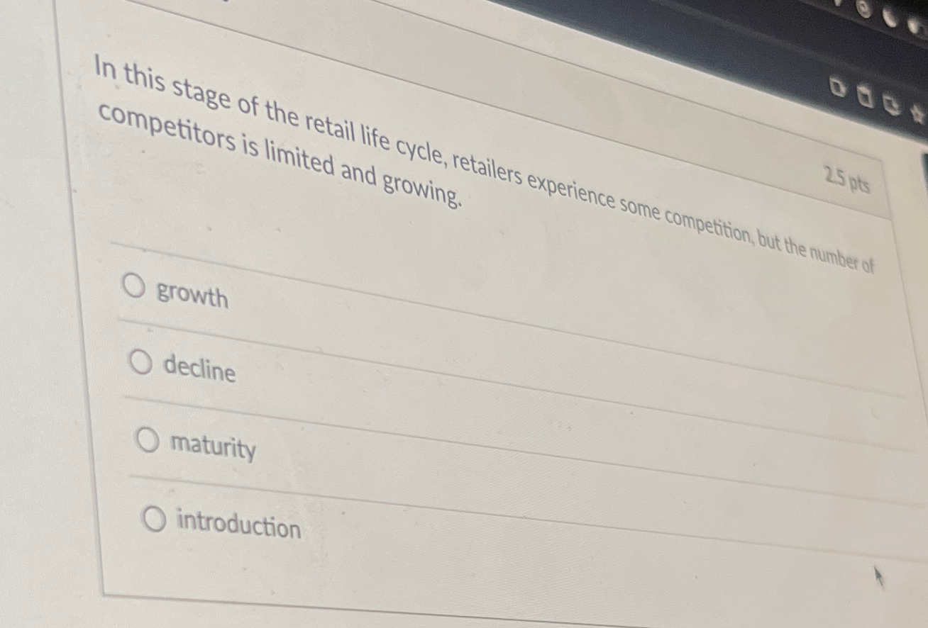Solved In this stage of the retail life cycle, retailers | Chegg.com