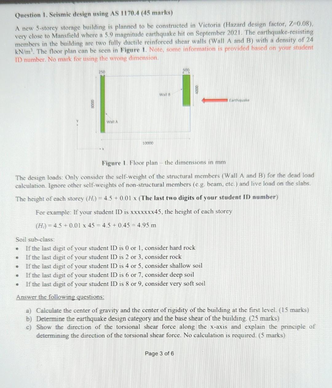 Solved Question 1. Seismic Design Using AS 1170.4 (45 Marks) | Chegg.com