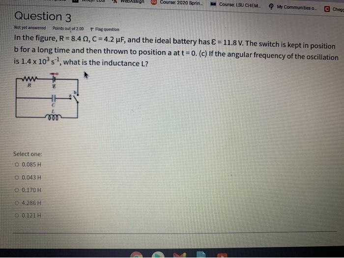Solved Course Lsu Chem My Communities Cc Question 1 Not Y Chegg Com