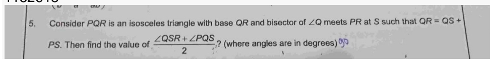 Solved Consider PQR is an isosceles triangle with base QR | Chegg.com