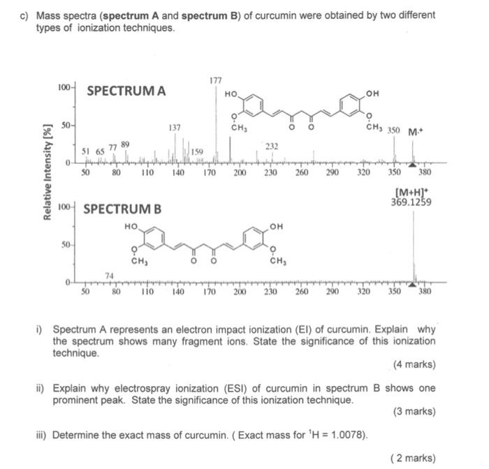 Solved C) Mass Spectra (spectrum A And Spectrum B) Of | Chegg.com