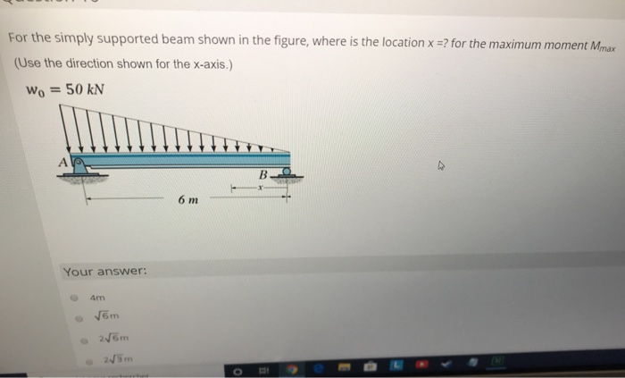 Solved For the simply supported beam shown in the figure, | Chegg.com