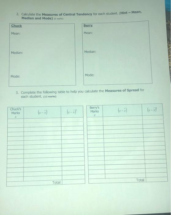 Solved U3 : Statistics Culminating Performance Task Chuck | Chegg.com