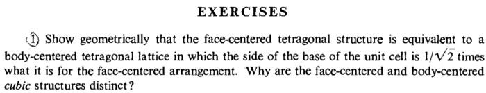 Solved (1) Show Geometrically That The Face-centered | Chegg.com