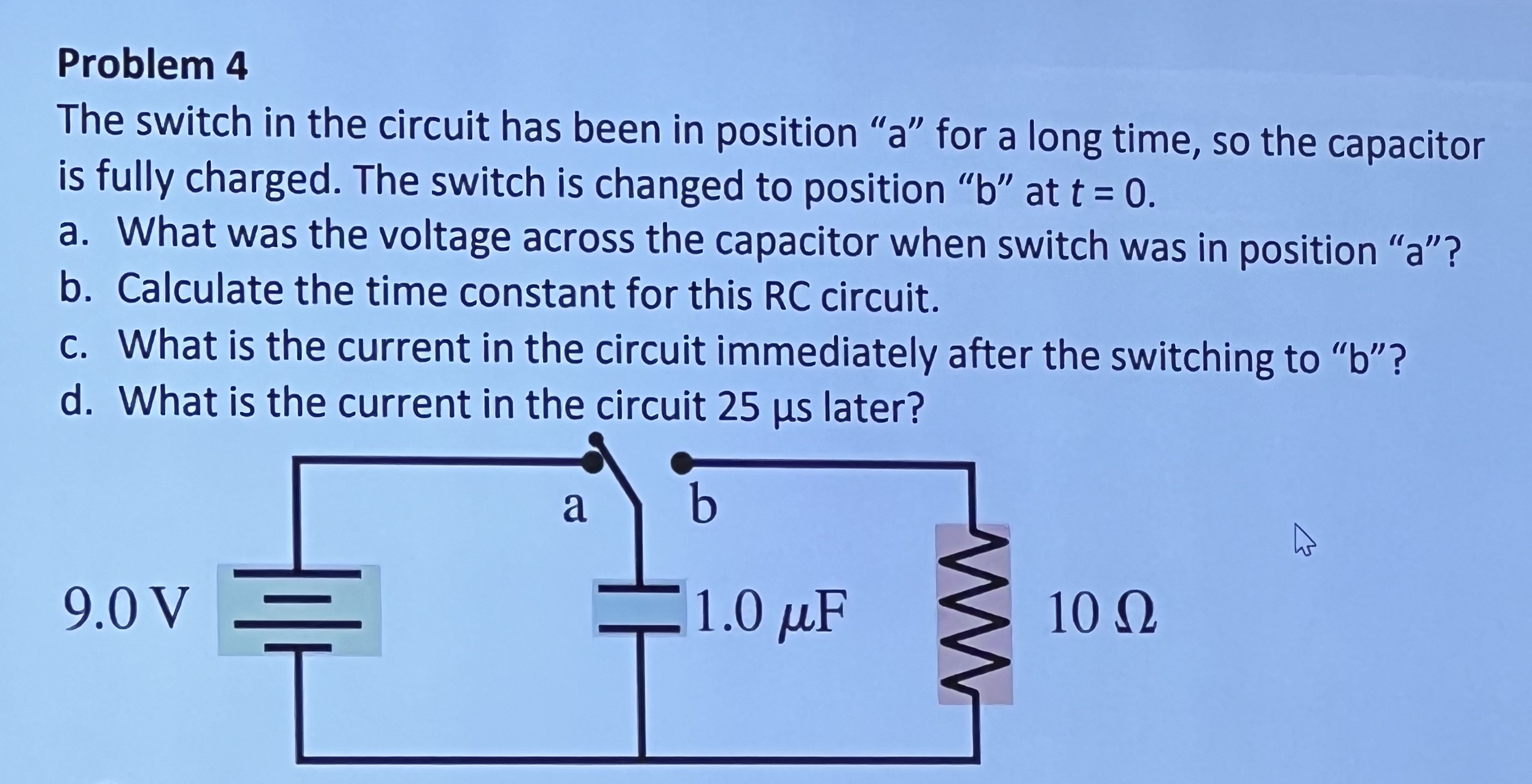 Solved Problem 4The switch in the circuit has been in | Chegg.com