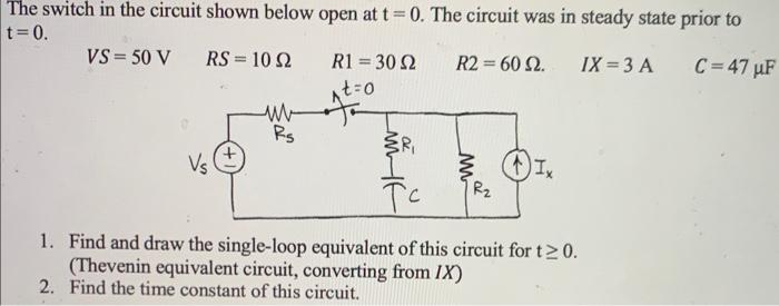 Solved The switch in the circuit shown below open at t=0. | Chegg.com