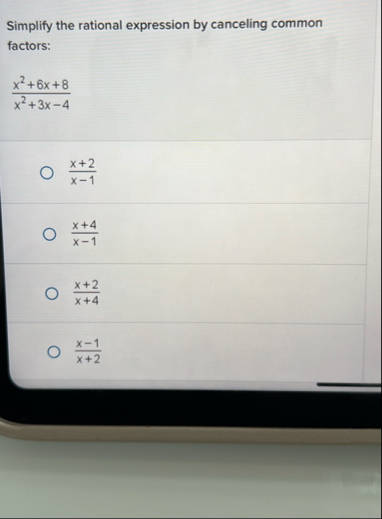 Solved Simplify the rational expression by canceling common | Chegg.com