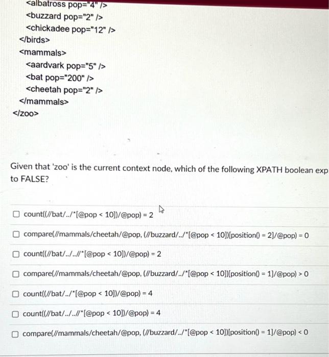 Solved given that zoo is the current context node which chegg