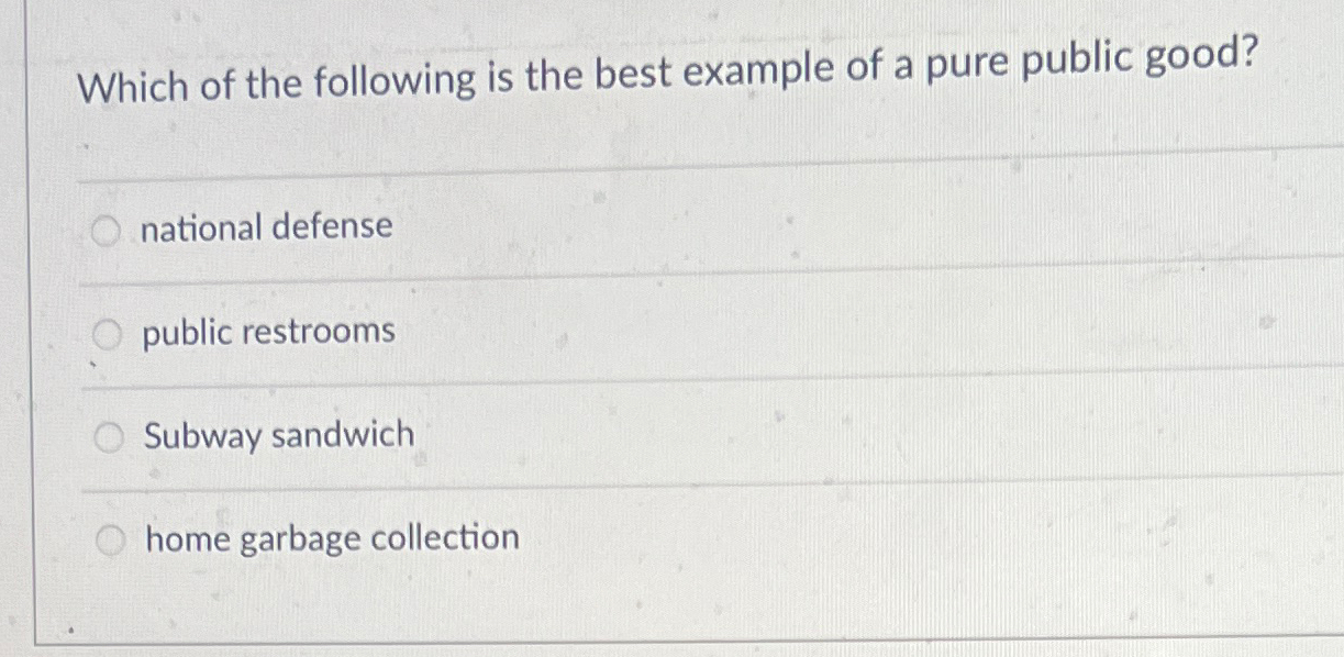 Solved Which of the following is the best example of a pure