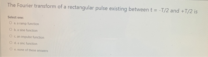 Solved The Fourier transform of a rectangular pulse existing | Chegg.com
