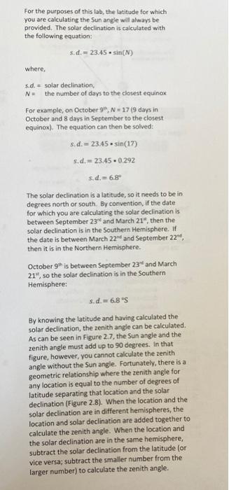 Solved 7. Calculate the solar declination for the following | Chegg.com